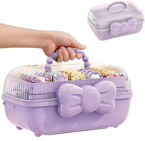 Bssowe Boîte De Stockage Pour Artisanat, Organisateur D'Accessoires Pour Cheveux, Jolie Boîte à Bijoux Pour Fille, Boîte De Rangement Pour Accessoires De Cheveux, pour Accessoires De Cheveux (violet)