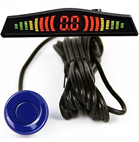 Détecteur Voiture Parktronic Affichage LED Automatique 4 Pièces Kit Capteur Stationnement Moniteur Radar Secours Détecteur Voiture Car Parking Sensors(Bleu)