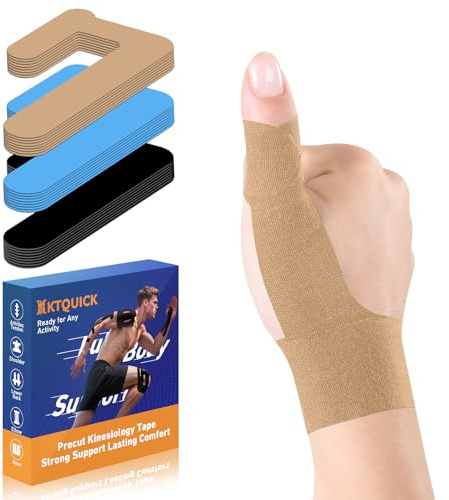 KTQUICK Förskurna kinesiotejp för fingerskydd, 10 stycken hallux valgus kinesiotape, hudvänlig med perfekt bärkomfort, vattentät och elastisk fysio, fingerförband höger hudfärg