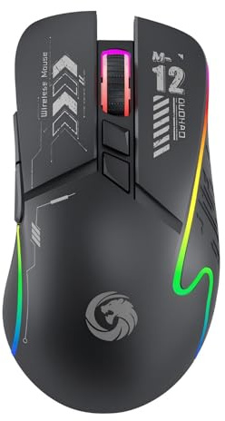 Zenbanzer Wireless Mouse, Wireless Gaming Mouse with Mute Buttons, RGB Backlit, 2.4GHz with USB Receiver，Type-C Changing 800/1200/1600 Three Levels DPI adjustment for Laptop, PC, Mac,Ipads,Black