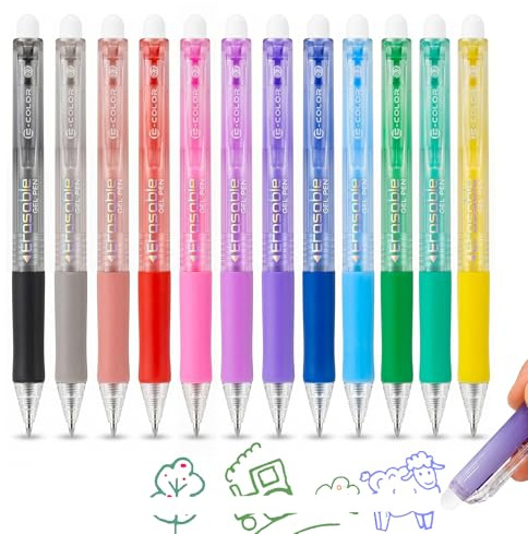 CHANXUAN 12 Couleurs Stylo Effacables Pointe 0,7 mm