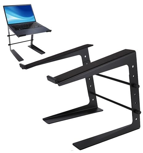 Pyle Portable Adjustable Laptop Stand - 6.3 to 10.9 Inch Anti-Slip Standing Table Monitor or Computer Desk Workstation Riser with Level Height Alignment for DJ, PC, Gaming, Home or Office - PLPTS25