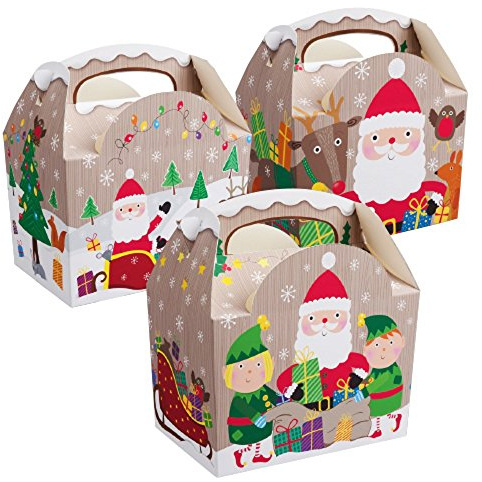MustBeBonkers 100 Childrens Kids Christmas Xmas Carry Food Meal Picnic Birthday Party Bag Boxes