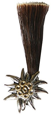 Ornement de chapeau folklorique, insigne en forme d'edelweiss avec poils de chamois