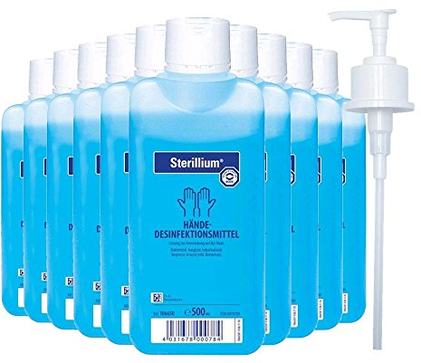 Bode Desinfektions-Set, 10x 500 ml Sterillium® Händedesinfektionsmittel + 1x Bode Dosierpumpe