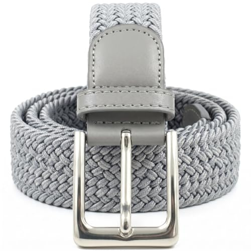 Elastischer Herren Flechtgürtel | Stretchgürtel | Silbergrau 024 85-110