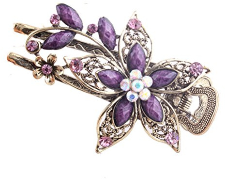 Vintage Damen Kristall Haarspangen Haarspangen Haarschmuck (lila)