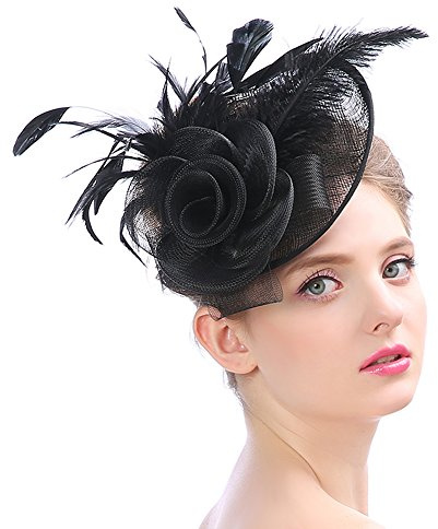 Fascinator Damen Frauen Braut Haarschmuck aus Mesh Federn Pillbox-Hut elegant Netzschleier vintage Headwear Haar Accessoire Kopfbedeckung Blumen Stirnband für Karneval Tea Party Cocktail Cosplay