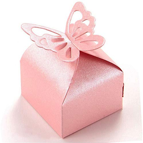 Aweisile 50 Stück Geschenkbox Süßigkeit Kästen Gastgeschenk Box Schachtel Schmetterling Geschenkbox DIY Bonbon Box für Hochzeit Geburtstag Party Shower Gastgeschenke Taufe Mädchen