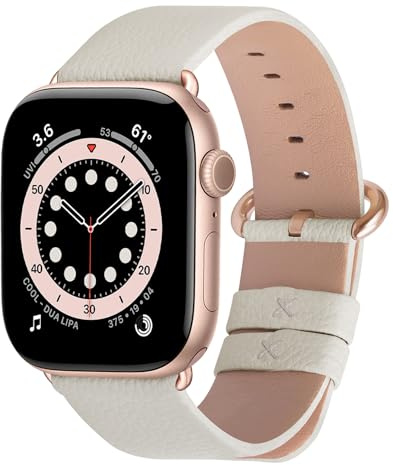 Fullmosa läderarmband för Apple Watch, 15 färger, 38 mm, 40 mm, 42 mm, 44 mm, kompatibel med iWatch serien SE/6/5/4/3/2/1
