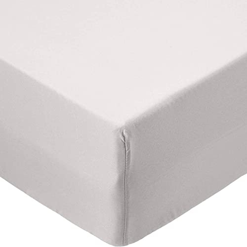 Fitted Sheet 30 cm 12 Inch Deep Pocket - Non Iron Easy Care Soft Brushed Microfibre Fabric Shrinkage and Fade Resistant, Single - Silver