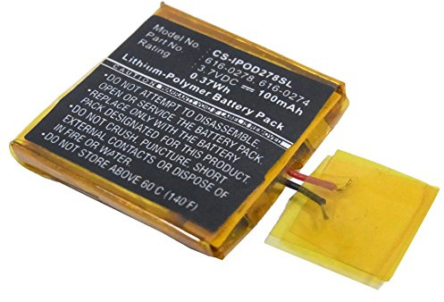 TCTK Akku 100mAh Kompatibel mit iPOD Shuffle G2 1GB, iPOD Shuffle G3 Ersetzt 616-0274, 616-0278 FBA