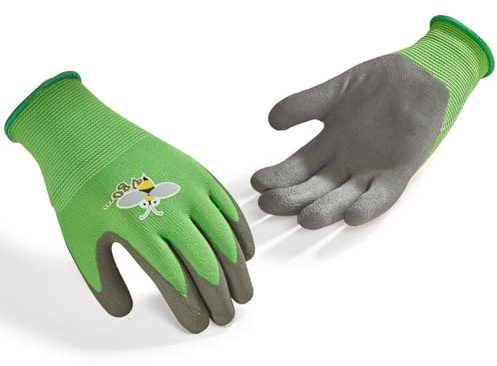 Vgo... 1-Par Edad 7-9 Guantes de Jardinería para Niños, Guantes de Trabajo en el Jardín para Niños, Guantes de Seguridad (XS, Verde, RB6013-KID)