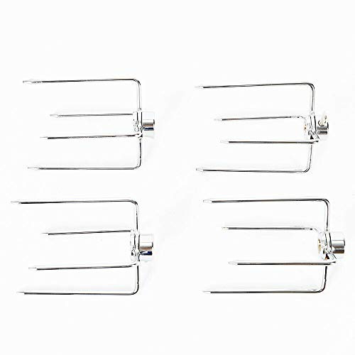 BBQ Fleischklammer Rotisserie Grillspieß Drehspieß 4er Pack Fleischnadeln Drehspieß Multifunktionale Edelstahl Spießgabel