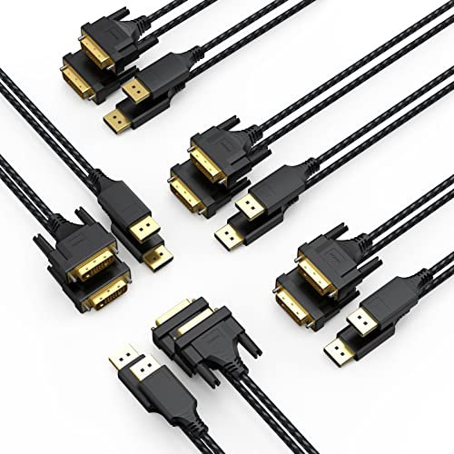 DisplayPort to DVI Cable 6ft 10-Pack, DP Display Port to DVI D Adapter Male to Male Cord for Monitor Desktop Laptop Projector HDTV Compatible with Lenovo HP ASUS Dell