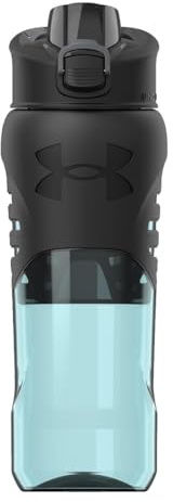 Under Armour 24oz Grip Water Bottle, Pro Lid Cover, Silicone Body Grip, Shatter Proof, Stain & Odor Resistant, Breeze Blue