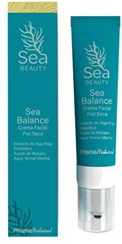 Prisma Natural - SEA BEAUTY - Crema Cara Piel Seca y Sensible o Madura para Mujer y Hombre, Hidratante con Activos Revitalizantes y Antioxidantes, Uso Diario, Dia y Noche, 50 ml