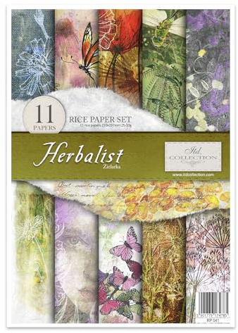 ITD Collection - Papel de arroz creativo A4 Decoupage Rice Paper Sheet 29,7 x 21 cm, técnica de servilletas, multicolor (RP041- Herboraliste- HS code 48021000)
