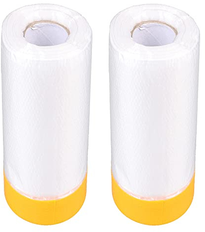 MOCNT 2 Stk Klebeband mit Folie Abdeckfolie mit Klebeband für Maler Gewebe Masker Tape Abdeckfolie Band Lackierfolie Staubdicht Autolackierung Abdeckung Schutz 180cm x 20m