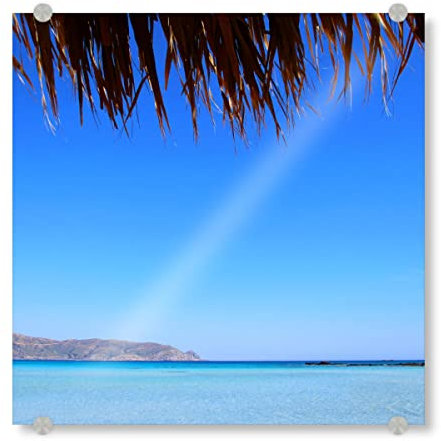 artboxONE Acrylglasbild 90x90 cm Natur Türkisblaues Meer - Seelandschaft - Bild Strand Ferien Karibik
