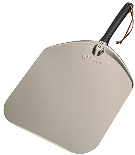 Q Pizza Aluminium Pizza Peel 14 inch, Extra Large Metal Pizza Turning Paddle, Non-stick Pizza Spatula for ooni Grill Oven Baking Bread Pastry Dough Pie Cake, PT205