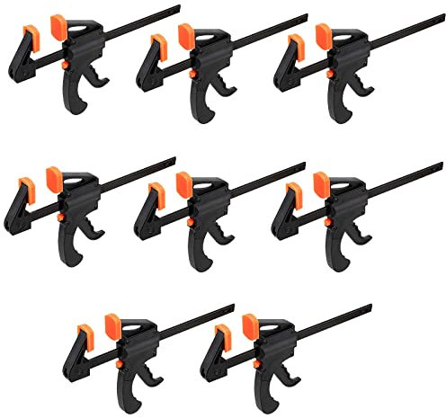 PINGEUI 8 Pack 4 Inch Quick Grip Clamps - Ratchet Bar and Quick-Release Tools for Professional Woodworking, Manual Work, DIY Handmade Craft Projects