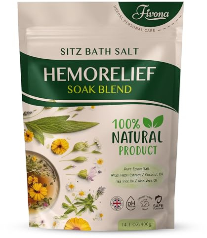 Hemorrhoid Treatment Sitz Bath Salt - Natural Soak Blend Epsom Salt with Essential Oils, Postpartum Recovery and Discomfort Relief, Perineal Care Soaking for Fissures and Bartholin Cysts - 14.1oz