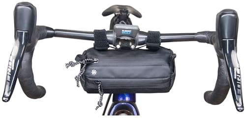 Lumiere & Co. Fahrrad-Lenkertasche – Robust, in verschiedenen Größen und Farben erhältlich – Doppelte elastische Riemen, Clips und Klettverschluss (Schwarz, Klein)
