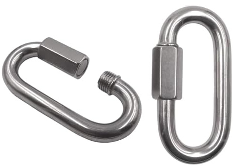 Ø 5 mm, 5 pezzi, gancio rapido in acciaio inox, connettore a vite in acciaio inox V4A, spessore del materiale robusto, forma ovale a D, per esterni/interni, campeggio e escursioni