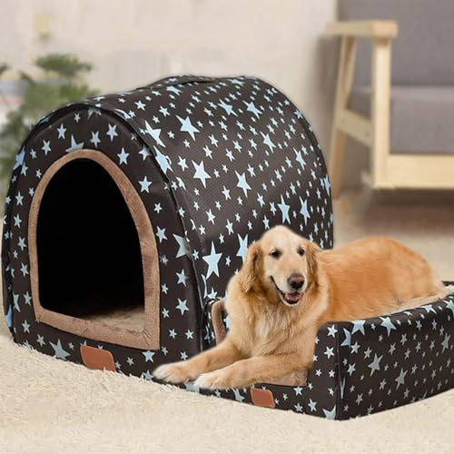 DG Catiee Grande niche de luxe pour chien et chat de petite, moyenne taille XL - Lavable - Pour intérieur et extérieur - Lavable (60 x 48 x 43 cm, C)