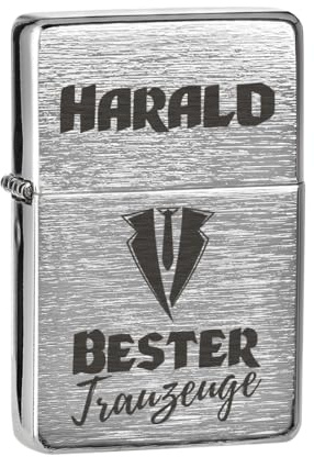 Feuerzeug gebürstet aus Metall mit Gravur Bester Trauzeuge - das Geschenk für Männer - Sturmfeuerzeug zur Hochzeit und Verlobung - für Outdoor-Profis