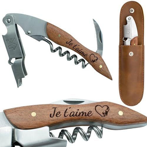 ERNESTINE - Décapsuleur sommelier je t'aime - cadeau homme saint-valentin - cadeau saint-valentin homme - cadeaux original saint valentin - cadeaux amoureux couple - idée couples - amour