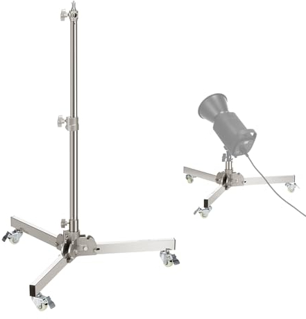 NEEWER Support d'éclairage Robuste avec Roulette,Hauteur Max 98cm, Trépied Réglable Pliable en Acier Inoxydable, Support éclairage Photographie pour Speedlight Softbox Monolight,Charge Max 22lb,ST98SS