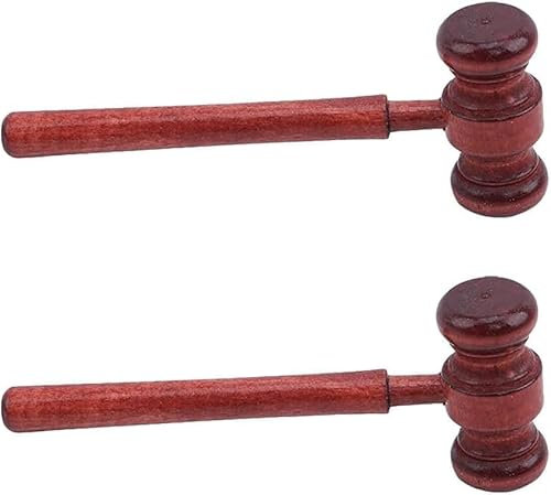 2 mazos de madera marrón para juez, martillos de madera para juez, accesorios de disfraz de juez para abogado, accesorios de escritorio de 1.25 x 2.65 x 6.85 pulgadas