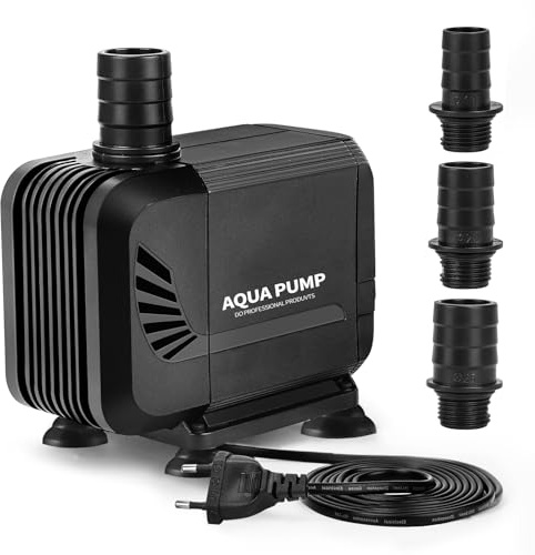 SWAWIS Pompa Acquario Pompa Laghetto 2500L/H 35W Pompa Acqua Anfibio Pompa Sommersa Mini Pompa Acqua Ultra-Quiet Pompa per Acquario Fontana con 3 Ugello 19mm/22mm/25mm Pompa per Laghetto