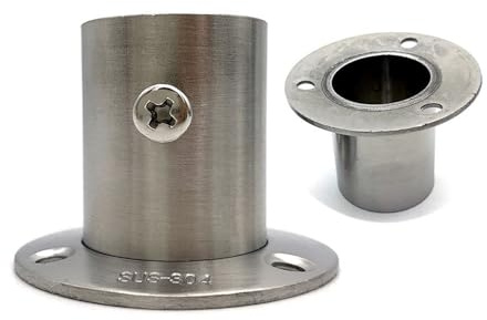 1 Uds., herrajes redondos for muebles de 19mm-32mm con cubierta, soporte de barra de brida de armario de acero inoxidable, soporte de barra colgante, soporte de tubo ( Color : Silver , Size : 25mm-wit