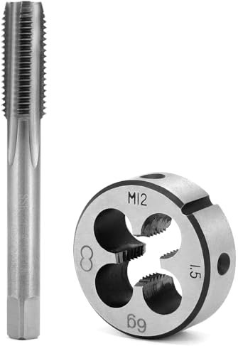 QWORK® Maschio, rubinetteria a vite M12x1.5mm, set di maschi e filiere tonde