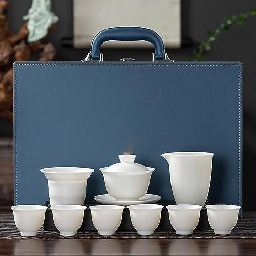 XaEjNzwDT teteras para te Tetera marroqui uego de Cafe Juego de té de Porcelana Blanca de Jade de sebo de Hielo Pintado a Mano, Juego de té de Kung Fu de Porcelana Blanca para el hogar(Color:A,Size: