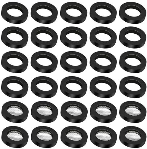cobee 20 Stück Dichtungsringe Set 1/2 Zoll, 10 Stücke Dichtungsringe Flachdichtung mit 10 Stücke Filternetz,Wasserhahn Dichtung Dichtung Dichtungen (20 Stück Schwarz)