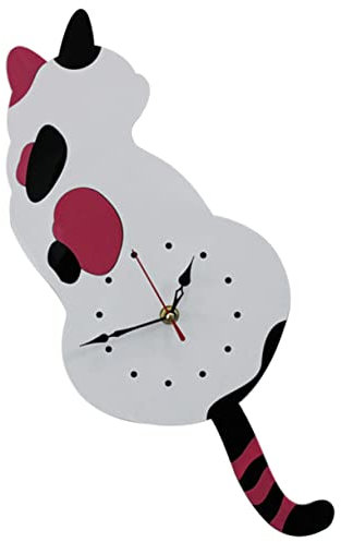 Cabilock Kreative Katzenform Wanduhr Aus Acryl Stille Wanduhren Für Wohnzimmer Schlafzimmer Und Büros Niedliche Wanddekoration Mit Pendelbewegung Für Katzenliebhaber