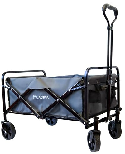 Lacers Petrolline Chariot à main pliable avec 4 roues - Charge maximale : 60 kg - 80 l - Chariot de transport pliable pour camping, jardin, plage et courses - Anthracite