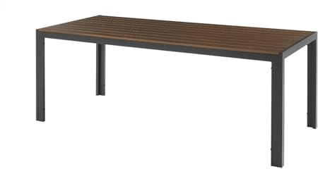 Gartentisch DESIGNO 205cm - dunkelbraun schwarz - Aluminium - WPC | Wetterfest, UV-beständig, hochwertig, langlebig, natürliche Holzmerkmale, pflegeleicht, Aluminiumgestell