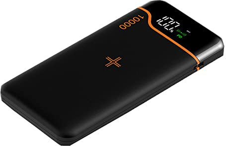 Power Bank 20000mAh Ricarica rapida 22.5W Powerbank con 2 ingressi 3 uscite Display digitale ultra sottile Batteria esterna per tablet smartphone, nero, 149 * 79 * 18mm