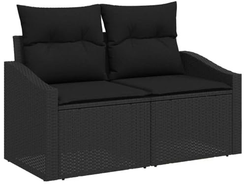 vidaXL Garten-Sofa mit Kissen 123 x 62 x 69 cm Poly-Rattan, Garten und Terrasse, moderner modularer Sofa, leicht, strapazierfähig, wetterfestes Chill-Couch