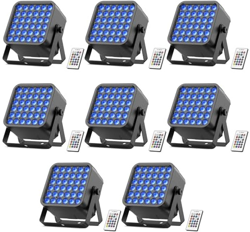Starlitflow 8PCS 54W LED Par Akku RGBWA UV, 5200mAh Wiederaufladbar 36 Bühnenlicht mit Fernbedienung, Discolicht Partylicht 4-6h Akkulaufzeit für Outdoor Hochzeit Bar Show Disco Halloween Weihnachten
