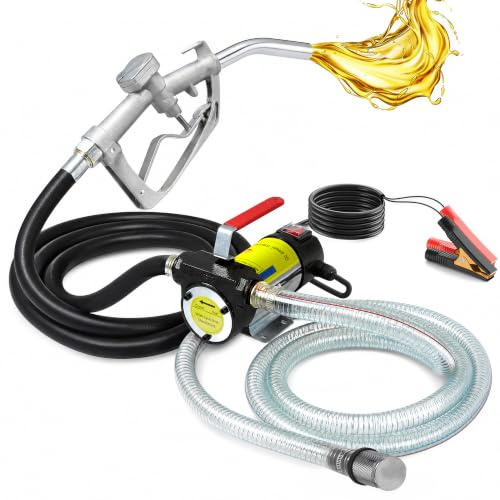 Pompe à Diesel 12V DC 175W 45l/min avec Pistolet et Tuyaux Pompe à Carburant Huile Fioul auto-amorçante Station Service Mobile Pompe de Transfert Gasoil Electrique Kit