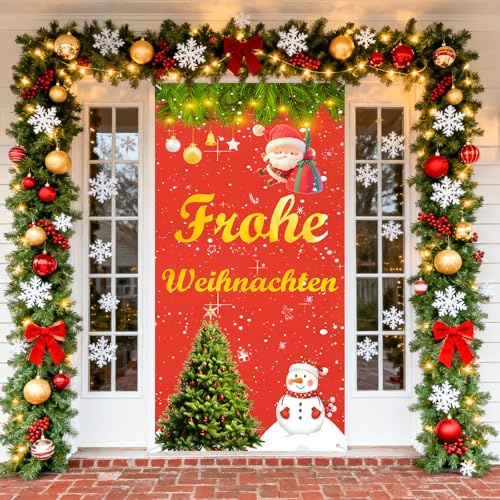 Weinachtsdekorationen Tür, Seutgjie Merry Christmas Banner 90 * 180cm Hintergrund Dekoration Weihnachten