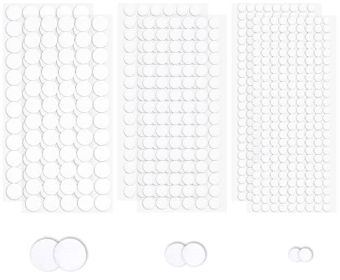 20 mm självhäftande kardborrprickar 600 st 300 par dubbelsidiga självhäftande kardborreband prickar runda, lämpliga för papper, plast, glas, metall (vit, 10/15/20 mm)
