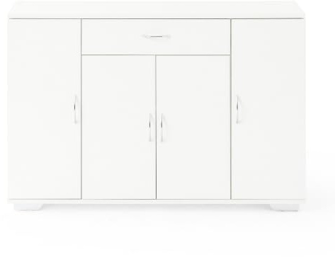 Liink1Ga Komodenschrank für Schlafzimmer 110cm Breit Kommode Reines Weiß mit Schubladen&Türen,Nachtkasten Schubladenkommode Kommode & Sideboard Weiss für Büro Wohnzimmer Schlafzimmer Flur/110x30x73CM