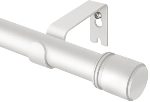 White Curtain Pole Extendable 80-292 cm, HOTOZON 25mm Metal Curtain Poles for Eyelet Curtains, Adjustable Window Drapery Rods with Cap Finials, Brackets